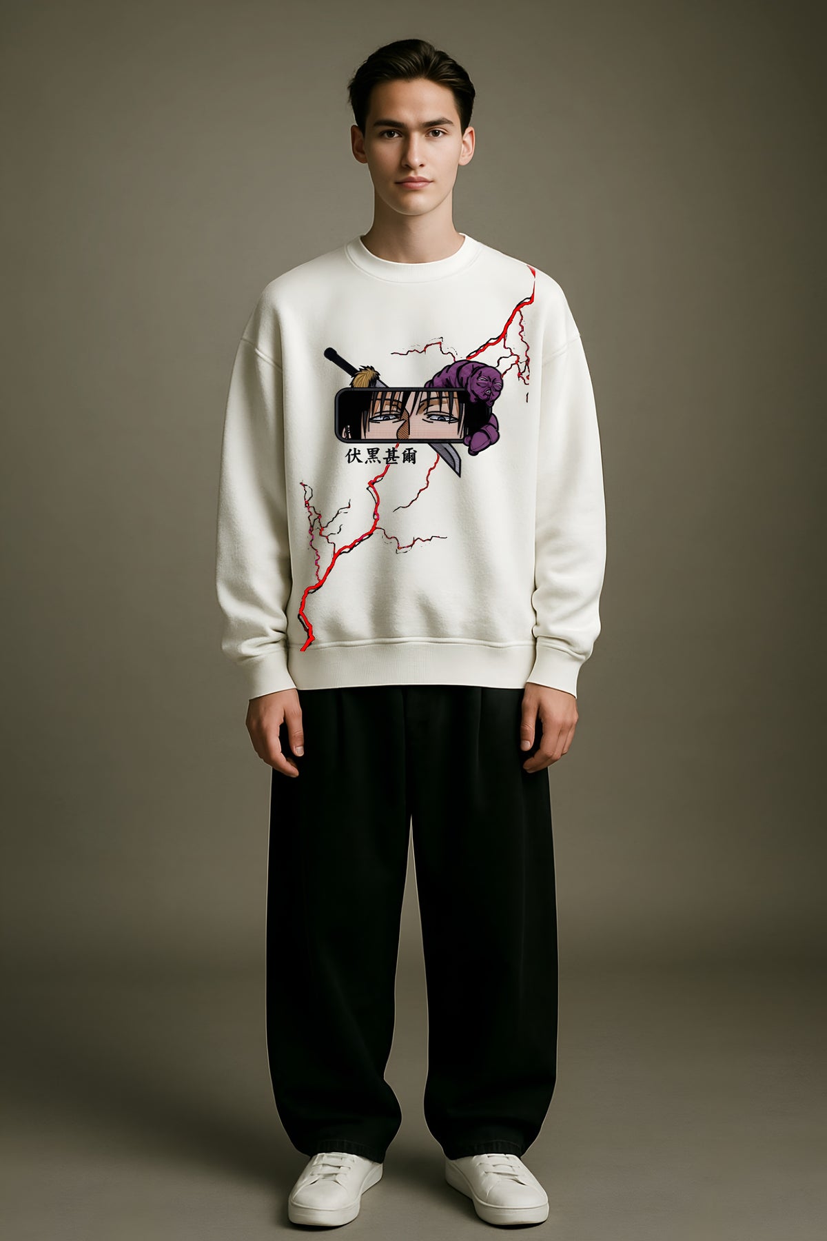 Anime Crown Oversized Graphic Sweatshirt Unisex